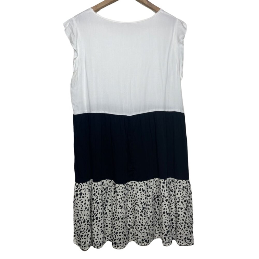UNBRANDED | Women's Neutral Animal Print Color Block Casual Sundress | Size L - Picture 6 of 12